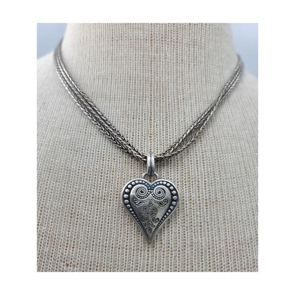 Brighton French Quarter Ophelia Heart Necklace Multi Chain Silver Plate - Picture 1 of 5